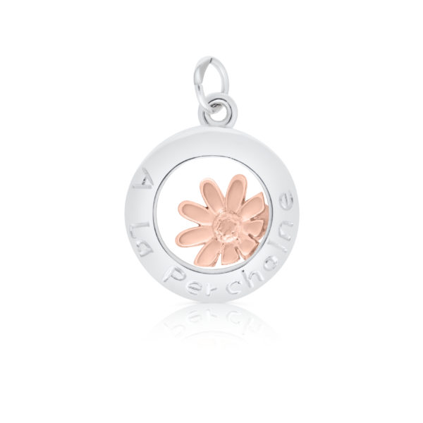 Sterling Silver & 9ct Rose Gold Daisy Charm/Pendant (A La Perchoine)