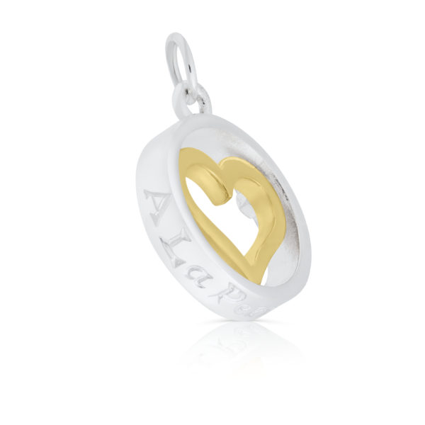 Sterling Silver & 9ct Yellow Gold Heart Charm/Pendant (A La Perchoine)