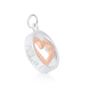 Sterling Silver & 9ct Rose Gold Heart Charm/Pendant (A La Perchoine)