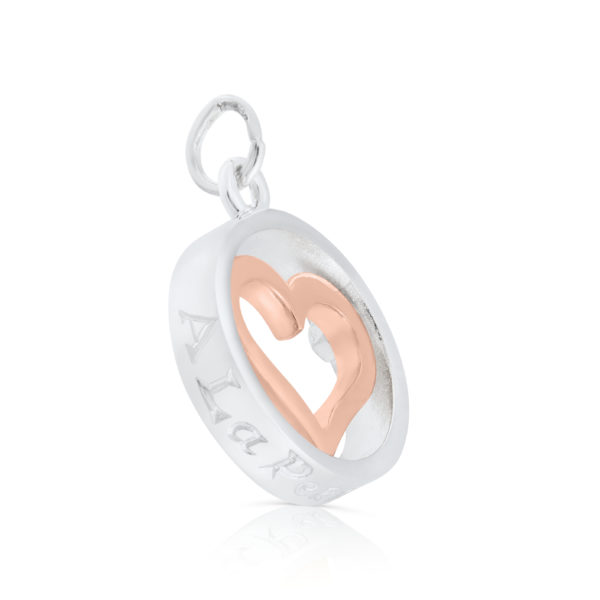 Sterling Silver & 9ct Rose Gold Heart Charm/Pendant (A La Perchoine)