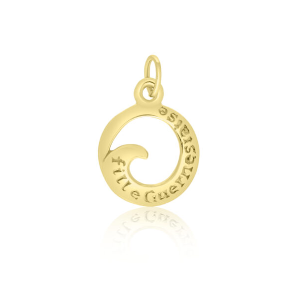 9ct Yellow Gold Wave Charm/Pendant (Guernsey Girl)