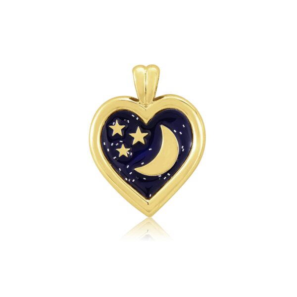 9ct Yellow Gold Black Enamel Heart Pendant (LYTTMAB)