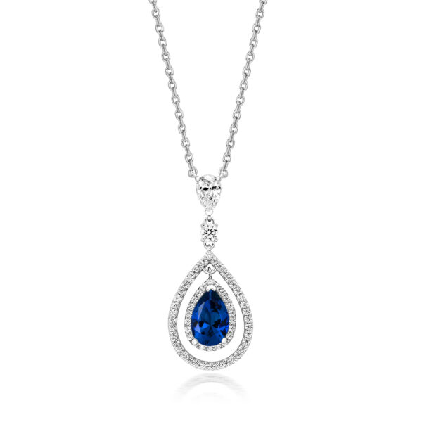 STERLING SILVER PEAR SHAPE MULTI HALO PENDANT (LAPIDARY)