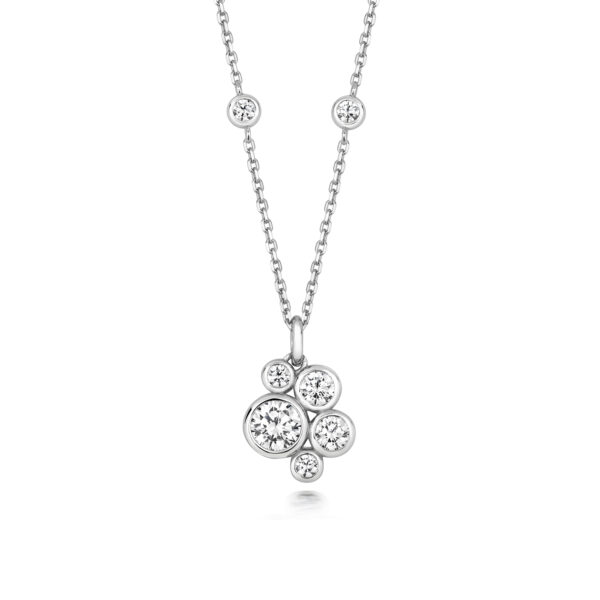 STERLING SILVER 5 STONE RUBOVER PENDANT WITH STONE SET CHAIN (LAPIDARY)