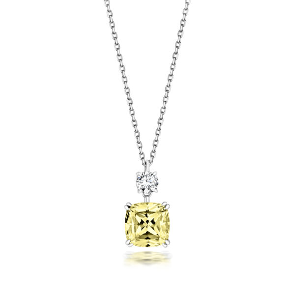 STERLING SILVER 4MM ROUND AND 8MM CUSHION CUT PENDANT (LAPIDARY)