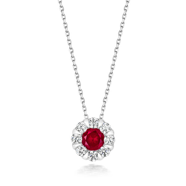 STERLING SILVER 5MM ROUND CENTRE CLUSTER PENDANT (LAPIDARY)