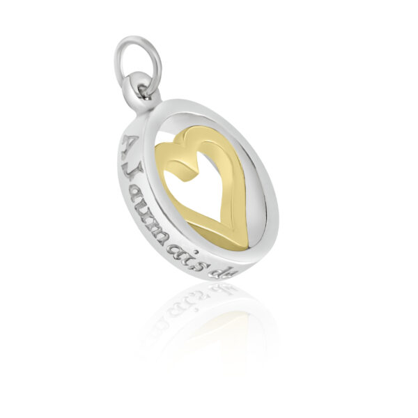 Sterling Silver & 9ct Yellow Gold Heart Charm/Pendant (Forever In My heart) - Image 2