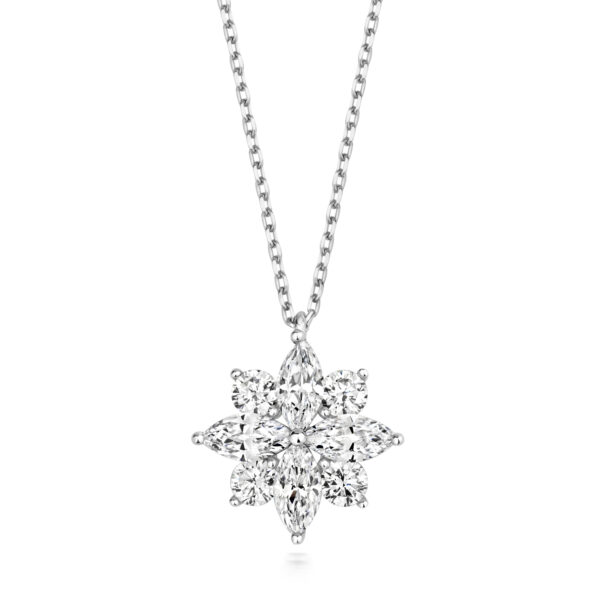 STERLING SILVER ROUND AND MARQUISE CLUSTER PENDANT (LAPIDARY)