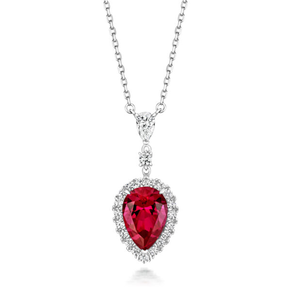 STERLING SILVER PEAR SHAPE CLUSTER WITH DOUBLE DROP PENDANT (LAPIDARY)