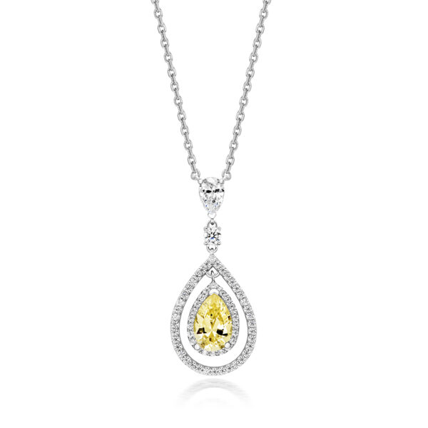 STERLING SILVER PEAR SHAPE MULTI HALO SWING PENDANT (LAPIDARY)