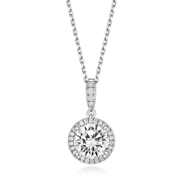 STERLING SILVER ROUND 8MM CENTRE HALO STYLE  PENDANT (LAPIDARY)