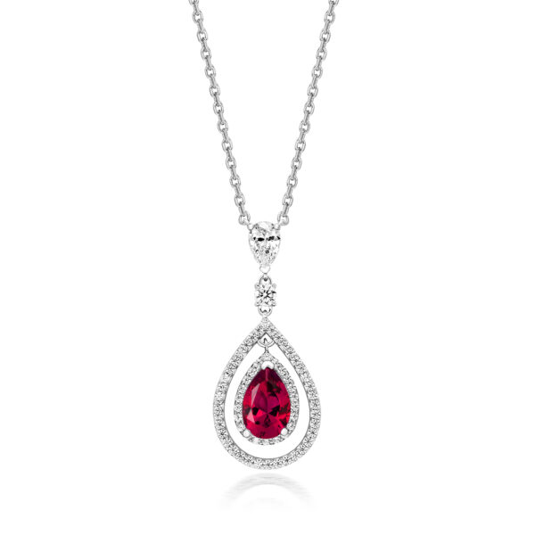 STERLING SILVER PEAR SHAPE MULTI HALO SWING PENDANT (LAPIDARY)