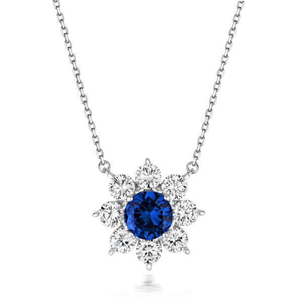 STERLING SILVER CLUSTER FLOWER STYLE PENDANT (LAPIDARY)