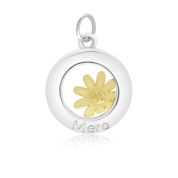 Sterling Silver & 9ct Yellow Gold  Daisy Charm/Pendant (Mother)