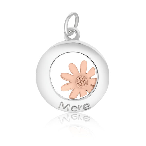 Sterling Silver & 9ct Rose Gold  Daisy Charm/Pendant (Mother)