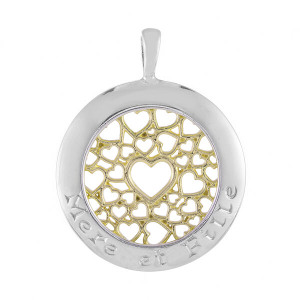 Sterling Silver & 9ct Yellow Gold Multi Heart Pendant (Mother & Daughter)
