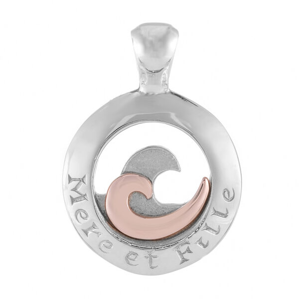 Sterling Silver & 9ct Rose Gold Double Wave Pendant (Mother & Daughter)