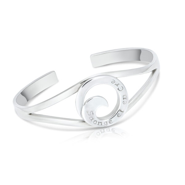 Sterling Silver Wave Bangle (Dream & Believe)