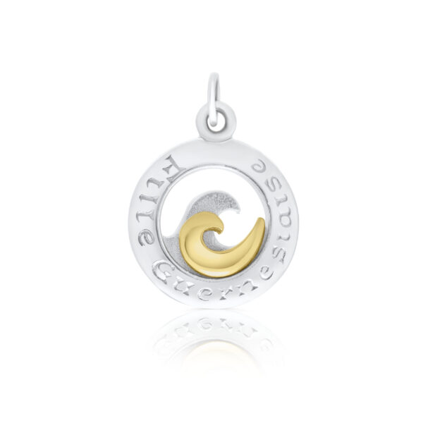 Sterling Silver & 9ct Yellow Gold Double Wave Charm/Pendant (Guernsey Girl)