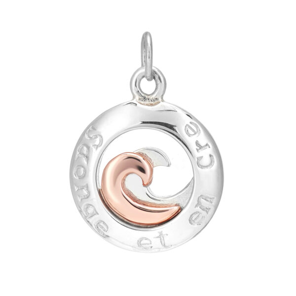 Sterling Silver & 9ct Rose Gold Double Wave Charm/Pendant (Dream & Believe)