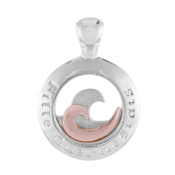 Sterling Silver & 9ct Rose Gold Double Wave Pendant (Guernsey Girl)