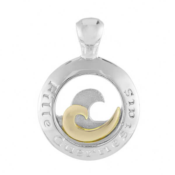 Sterling Silver & 9ct Yellow Gold Double Wave Pendant (Guernsey Girl)