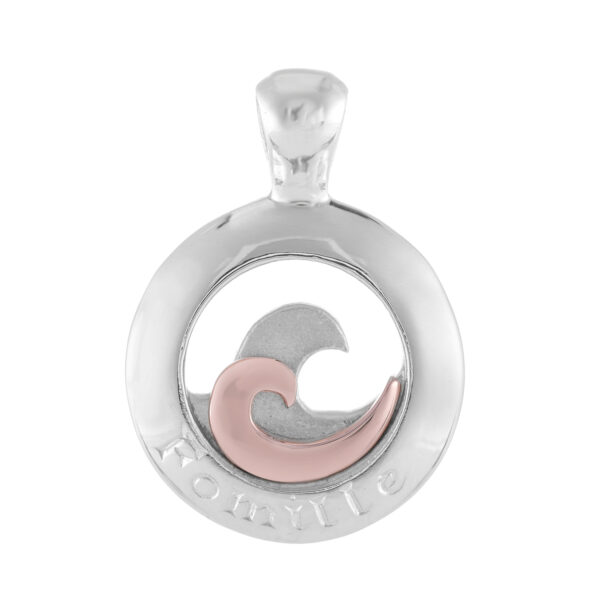 Sterling Silver & 9ct Rose Gold Double Wave Pendant (Family)
