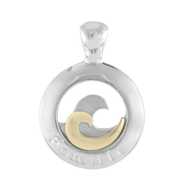 Sterling Silver & 9ct Yellow Gold Double Wave Pendant (Family)