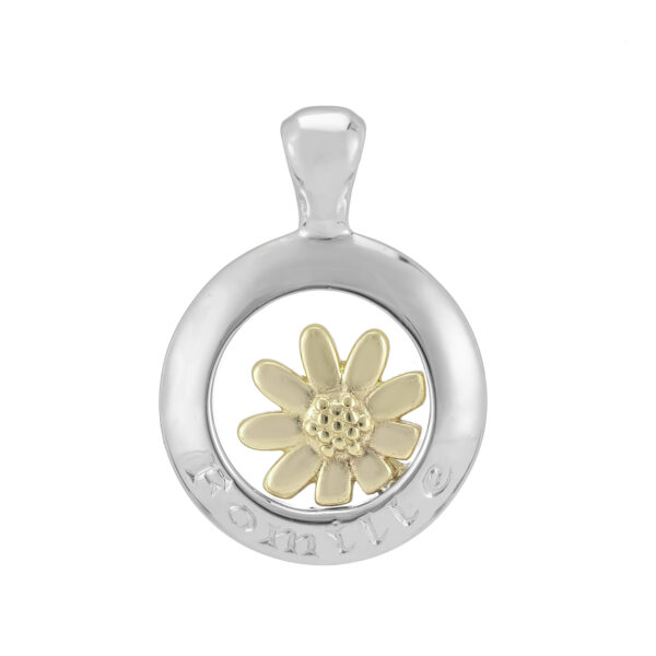 Sterling Silver & 9ct Yellow Gold Daisy Pendant (Family)