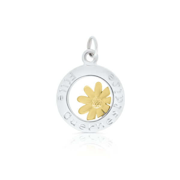 Sterling Silver & 9ct Yellow Gold Daisy Charm/Pendant (Guernsey Girl)
