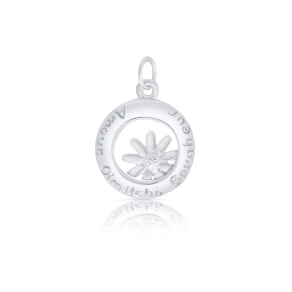Sterling Silver HW Daisy Charm/Pendant (Love Friendship Happiness)