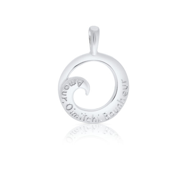 Sterling Silver HW Wave Pendant (Love Friendship Happiness)