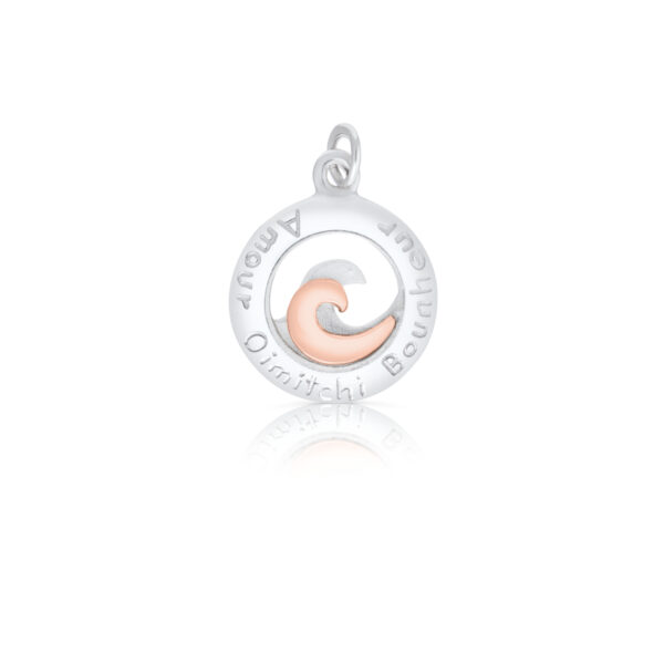 Sterling Silver & 9ct Rose Gold Double Wave Charm/Pendant (Love Friendship Happiness)
