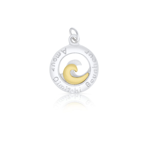 Sterling Silver & 9ct Yellow Gold Double Wave Charm/Pendant (Love Friendship Happiness)