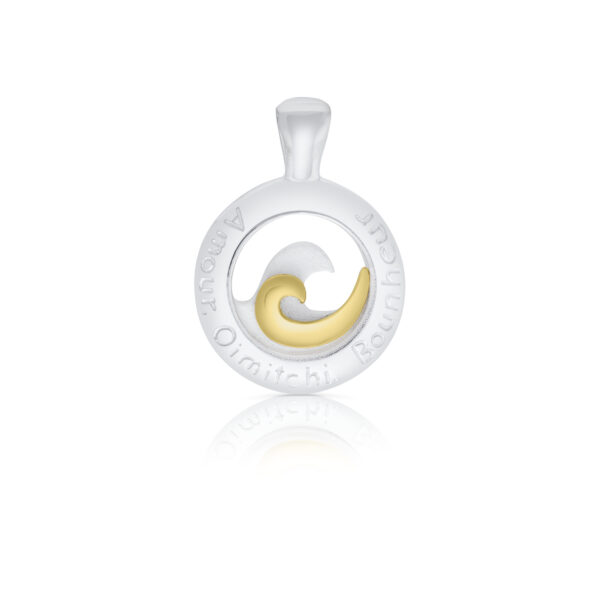 Sterling Silver & 9ct Yellow Gold Double Wave Pendant (Love Friendship Happiness)