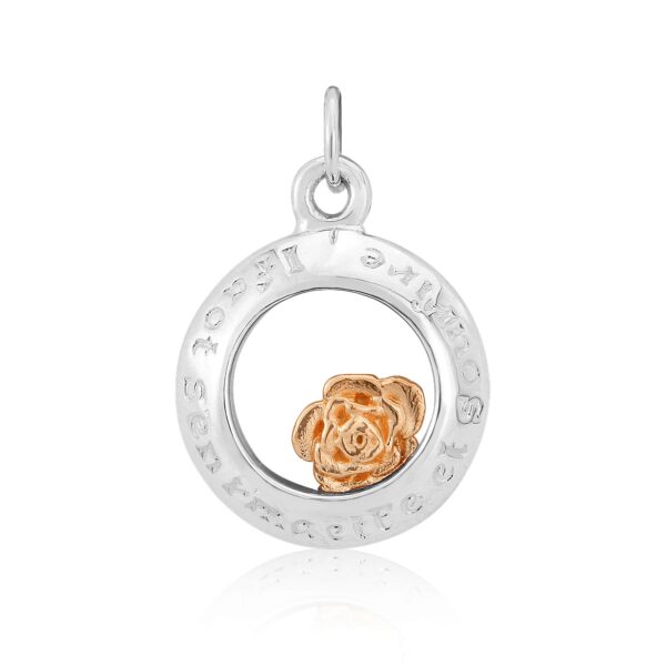 Sterling Silver & 9ct Rose Gold Rose Charm/Pendant (Remember & Smile)
