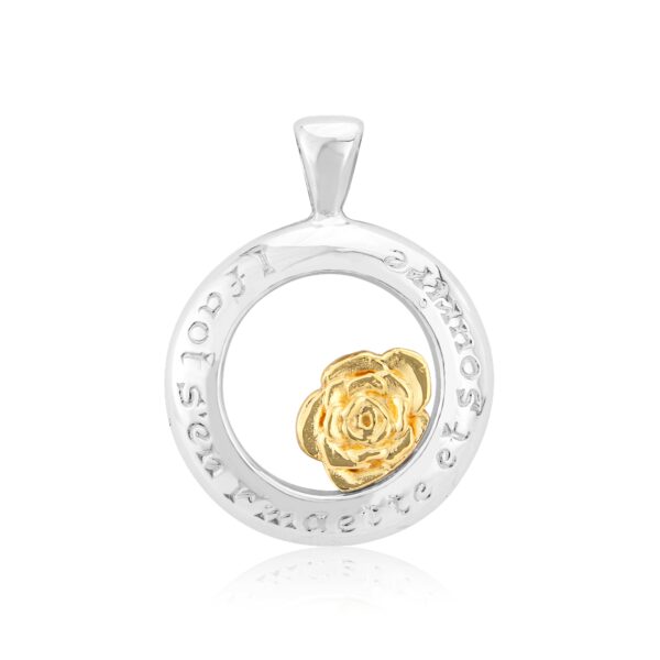 Sterling Silver & 18ct Yellow Gold Rose Pendant (Remember & Smile)