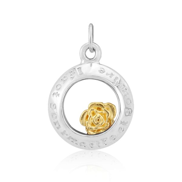 Sterling Silver & 18ct Yellow Gold Rose Charm/Pendant (Remember & Smile)