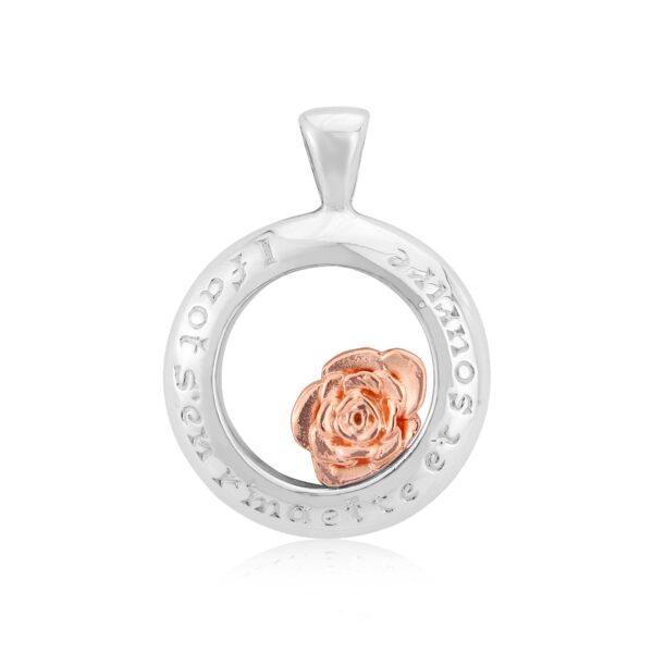 Sterling Silver & 18ct Rose Gold Rose Pendant (Remember & Smile)