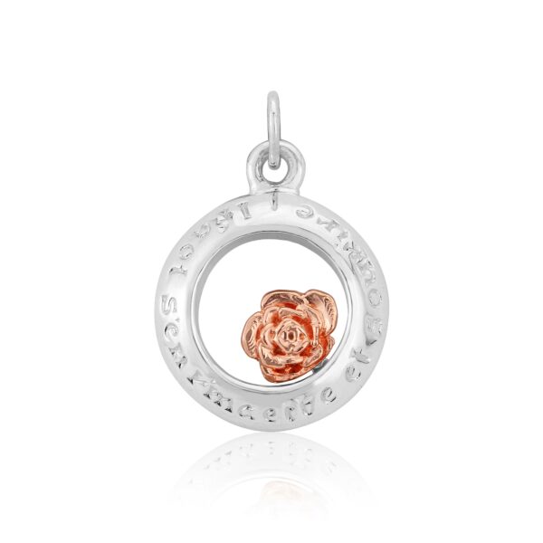 Sterling Silver & 18ct Rose Gold Rose Charm/Pendant (Remember & Smile)