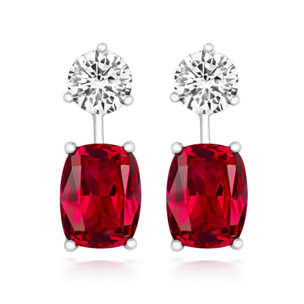 STERLING SILVER ROUND AND CUSHION CUT DROP EARRINGS