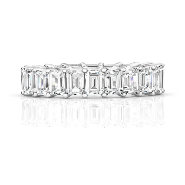 Sterling Silver Emerald Cut Claw Set Stones Full Eternity Band - Image 2