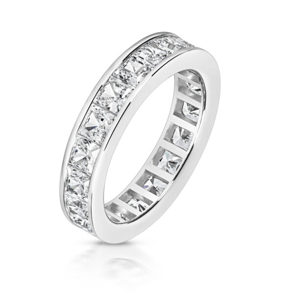 Sterling Silver Princess Cut Channel Set Stones Full Eternity Band
