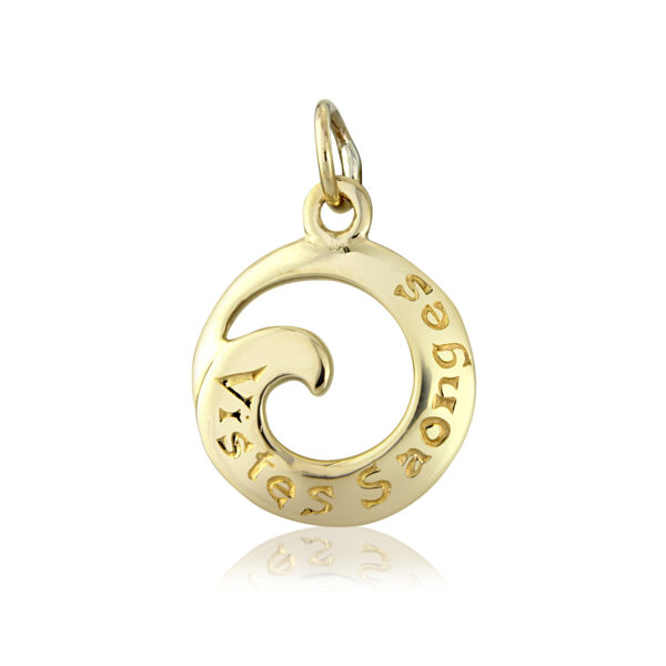 9ct Yellow Gold Wave Charm/Pendant (Live Your Dreams)