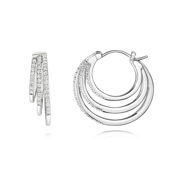STERLING SILVER TRIPLE HOOP EARRINGS (LAPIDARY)