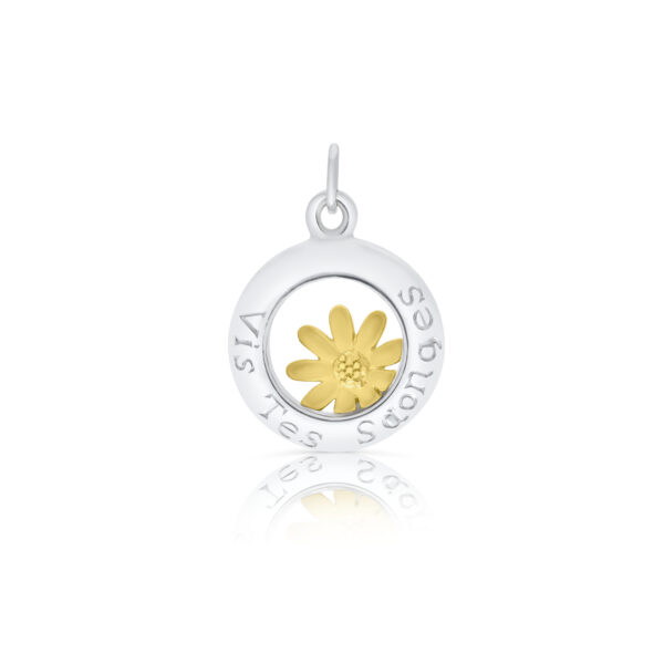 Sterling Silver & 9ct Yellow Gold Daisy Charm/Pendant (Live Your Dreams)