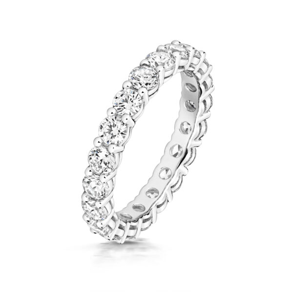 Sterling Silver Round Stones Claw Set Full Eternity Ring