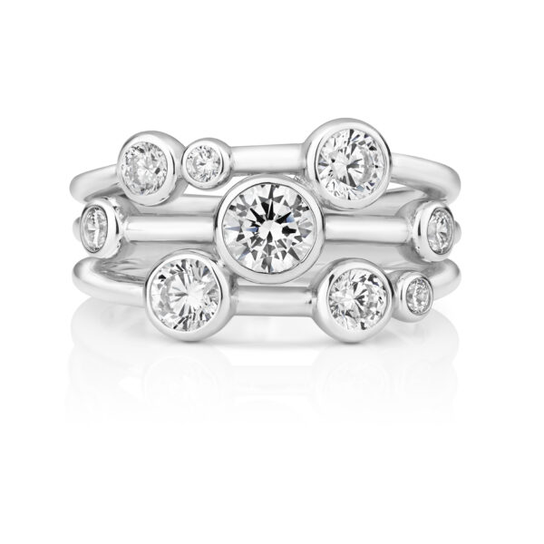Sterling Silver 9 Stone Rubover Ring - Image 2
