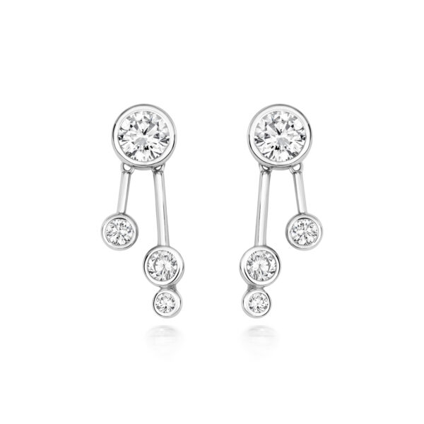 STERLING SILVER 5 STONE RUBOVER DROP EARRINGS (LAPIDARY)