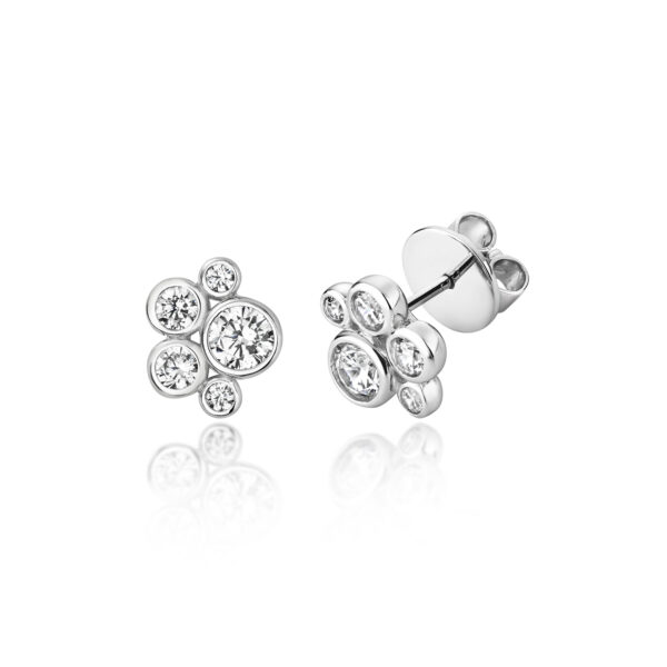 STERLING SILVER 5 STONE RUBOVER STUD EARRINGS (LAPIDARY)